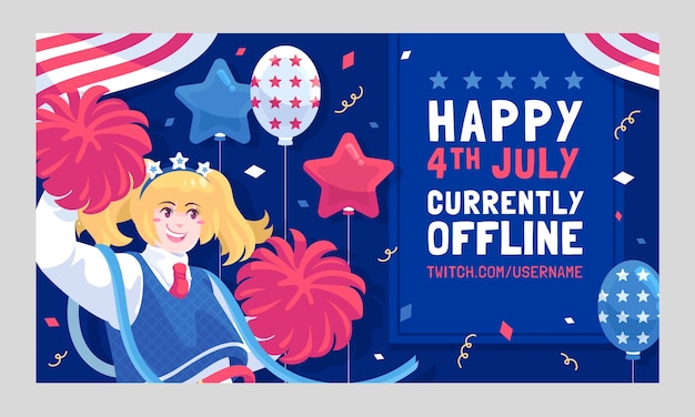 Free vector flat 4th of july twitch background