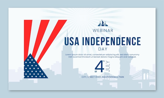 Free vector flat 4th of july webinar template