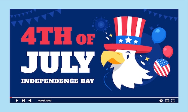 Free vector flat 4th of july youtube thumbnail