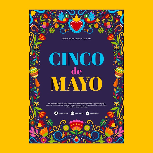 Flat 5 de mayo vertical poster template