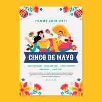 Free vector flat 5 de mayo vertical poster template