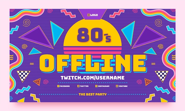 Flat 80s party twitch background