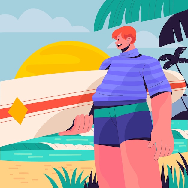 Flat 80s summer illustration