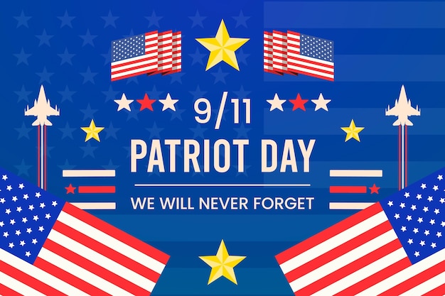 Flat 9.11 patriot day illustration