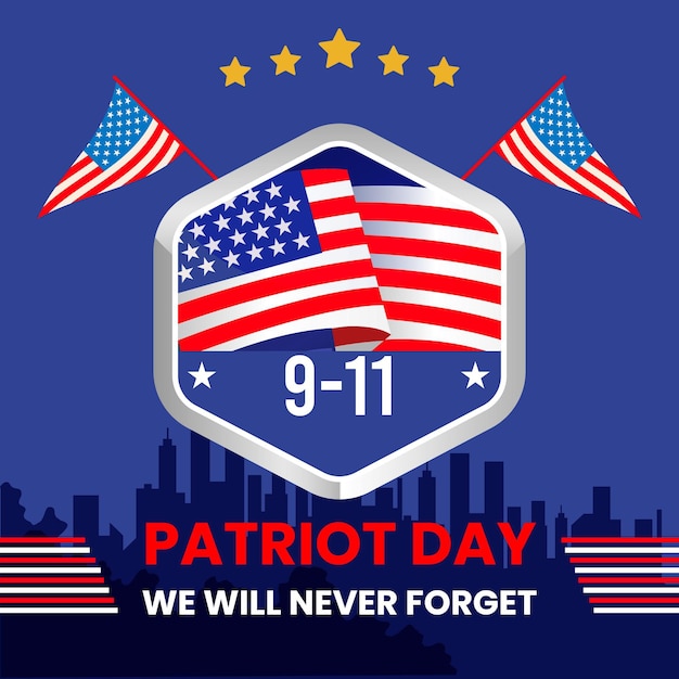 Free vector flat 9.11 patriot day illustration