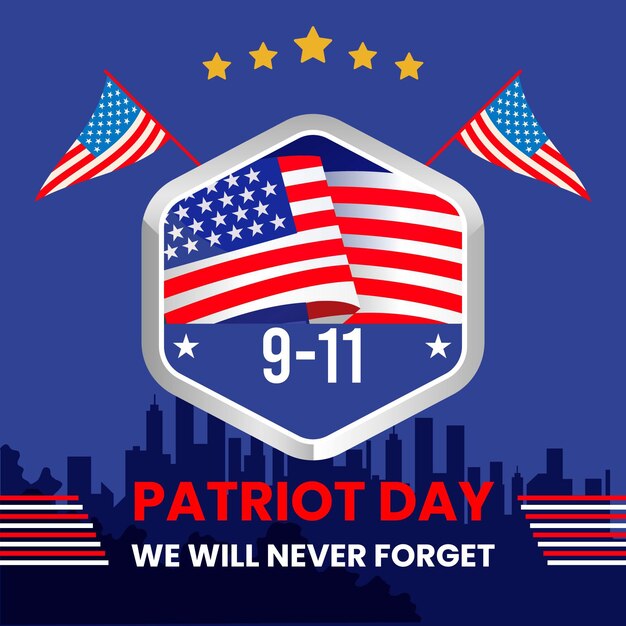 Flat 9.11 patriot day illustration