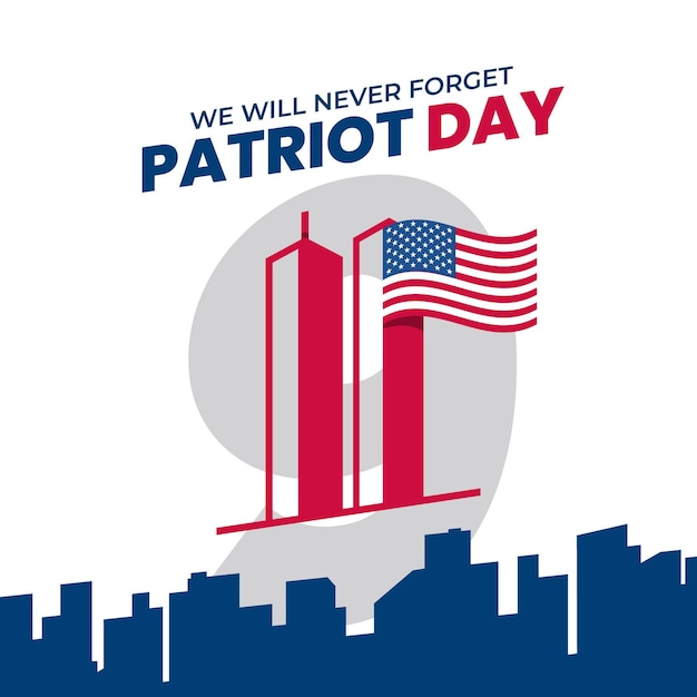 Free vector flat 9.11 patriot day illustration