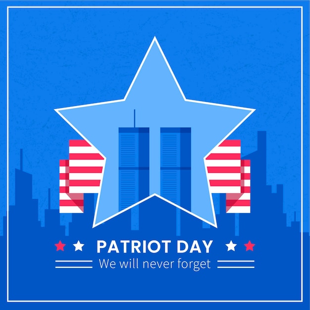 Flat 9.11 patriot day illustration Free Vector