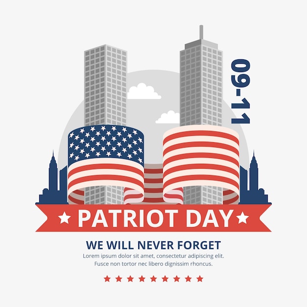 Free vector flat 9.11 patriot day illustration