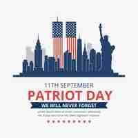 Free vector flat 9.11 patriot day illustration