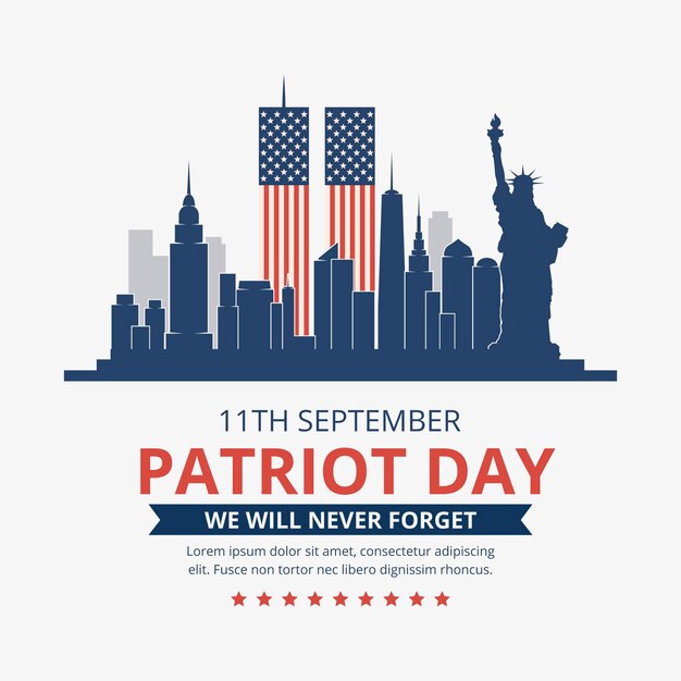 Flat 9.11 patriot day illustration