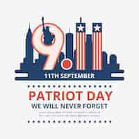 Free vector flat 9.11 patriot day illustration