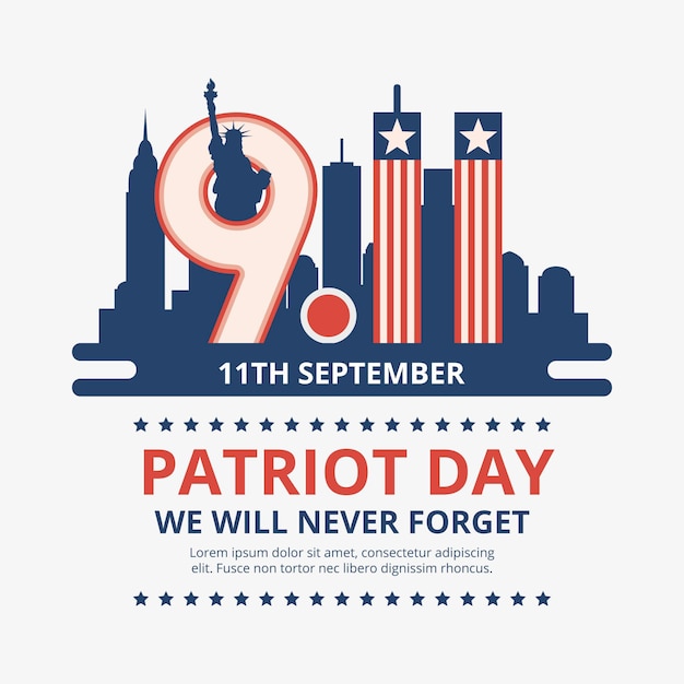 Flat 9.11 patriot day illustration