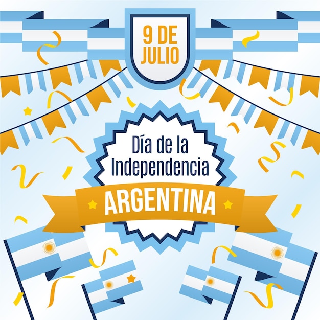 무료 벡터 flat 9 de julio-declaracion de independencia de la argentina 일러스트레이션