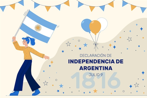 Free vector flat 9 de julio - declaracion de independencia de la argentina illustration