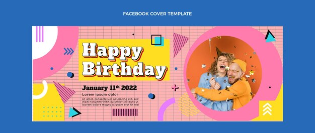 フラット90年代の懐かしい誕生日のFacebookカバー