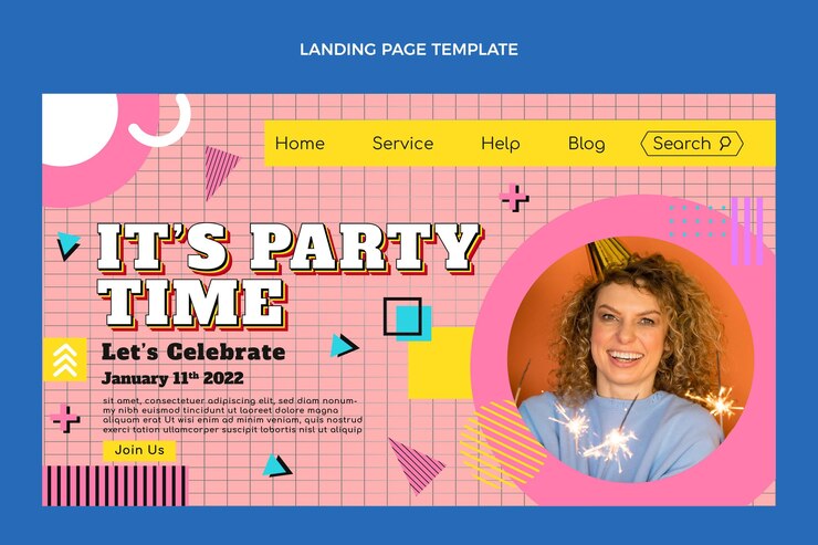 Free Vector flat 90s nostalgic birthday landing page