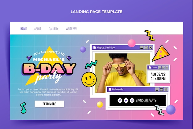 Free vector flat 90s nostalgic birthday landing page