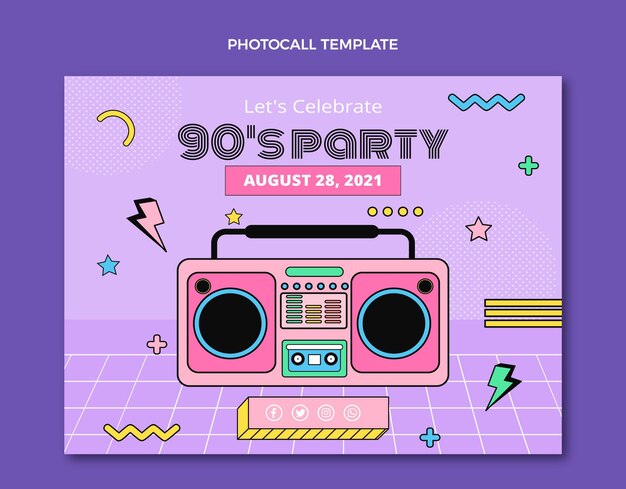 Flat 90s nostalgic birthday photocall