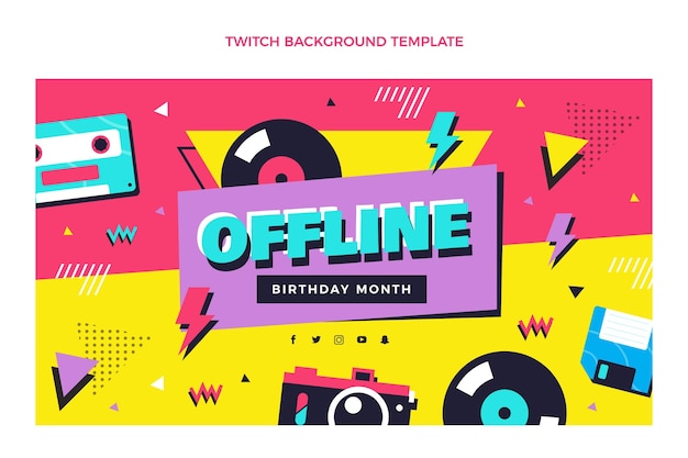 Free vector flat 90s nostalgic birthday twitch background