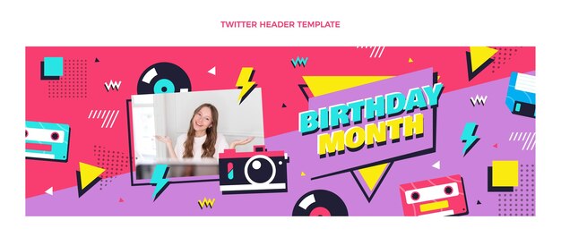 flat 90s nostalgic birthday twitter header