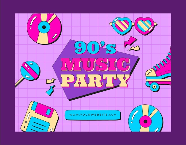 Flat 90s Party Photocall Template – Free Vector Download