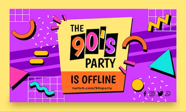 Flat 90s party twitch background