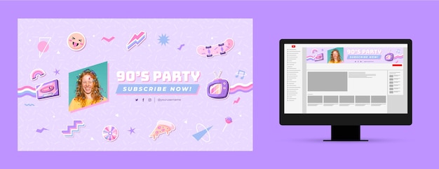 フラット90年代のパーティーyoutubeチャンネルアート