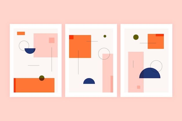 Flat abstract art cover collection