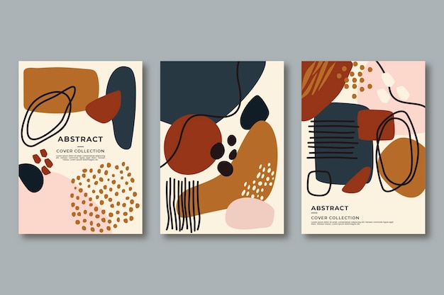 Flat abstract art cover collection