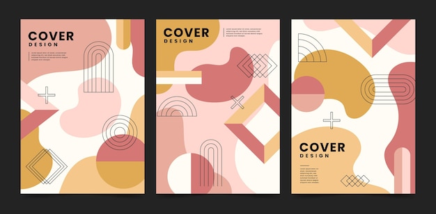 Free vector flat abstract art cover collection