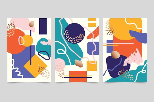 Free vector flat abstract art cover collection