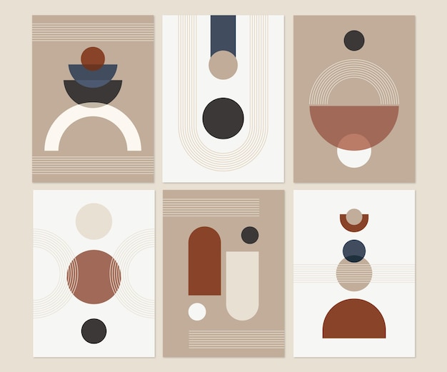 Free vector flat abstract art cover collection