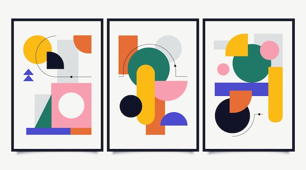 Flat abstract art cover collection