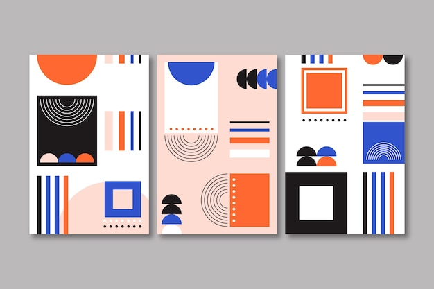 Free vector flat abstract art cover collection