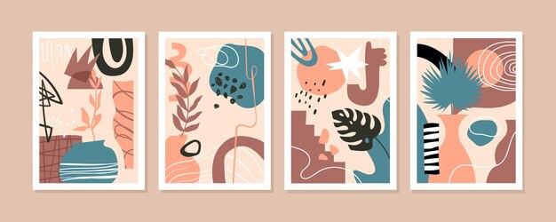 flat abstract art cover collection