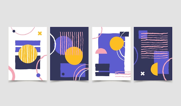 Flat abstract art cover collection