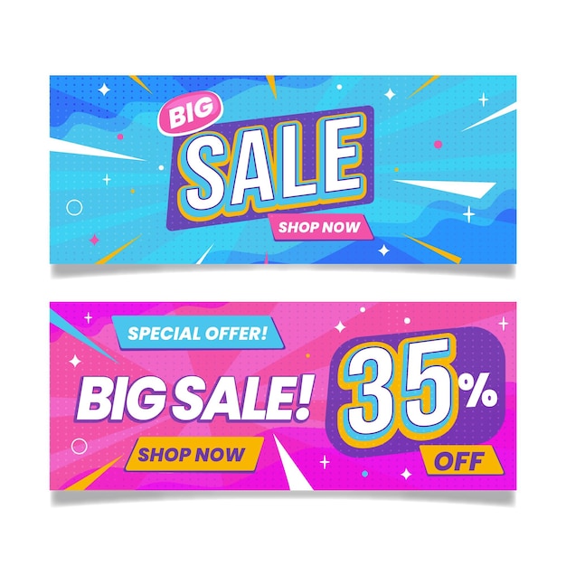 Free vector flat abstract big sales banners