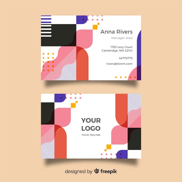 Flat abstract business card template