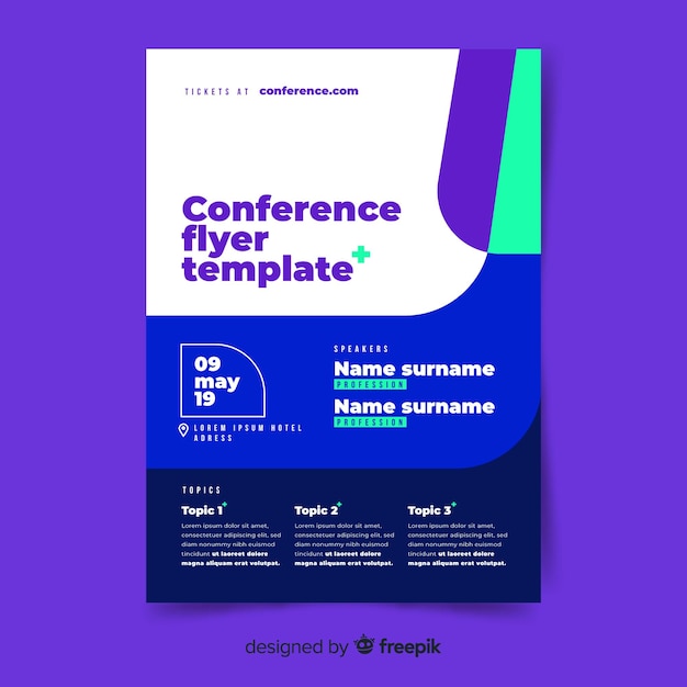 Free vector flat abstract business conference flyer template