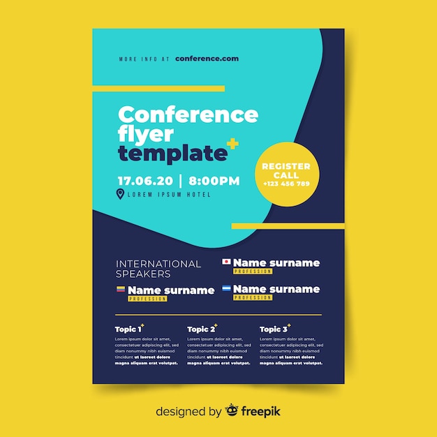Free vector flat abstract business conference flyer template