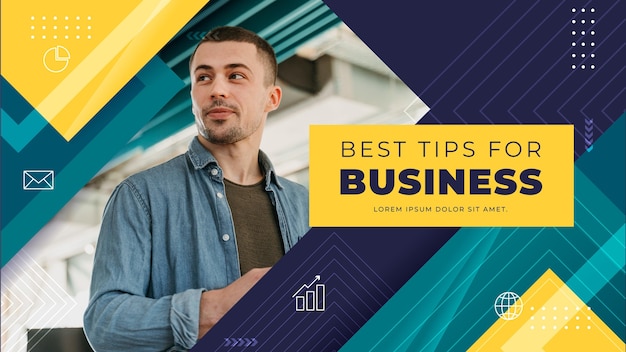 Flat abstract business youtube thumbnail template