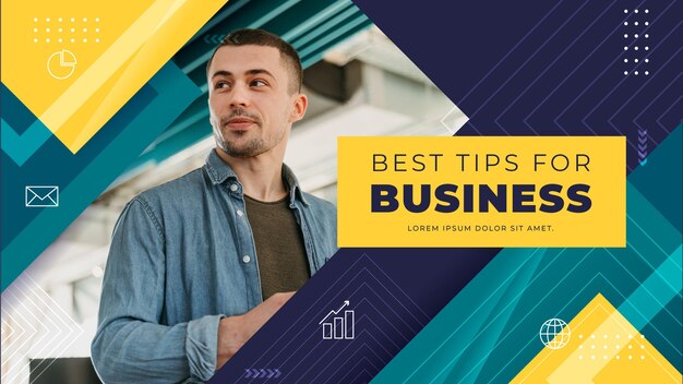 flat abstract business youtube thumbnail template