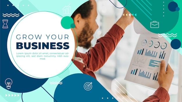 Flat abstract business youtube thumbnail template