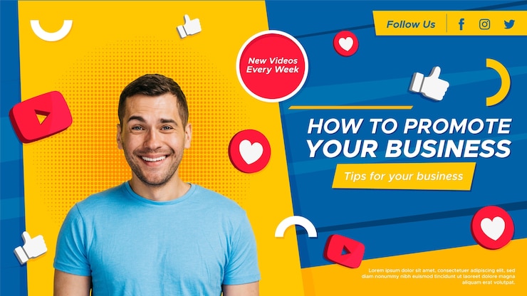 Free Vector flat abstract business youtube thumbnail template