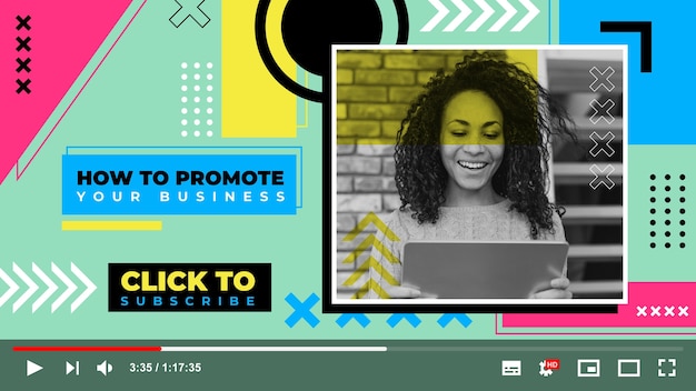 無料ベクター フラット抽象的なビジネスyoutubeサムネイル