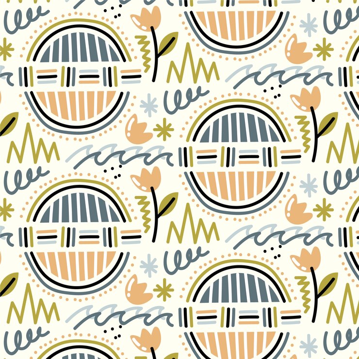 Free Vector flat abstract doodle pattern design