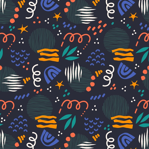 Flat abstract doodle pattern design