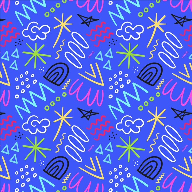 Flat abstract doodle pattern design