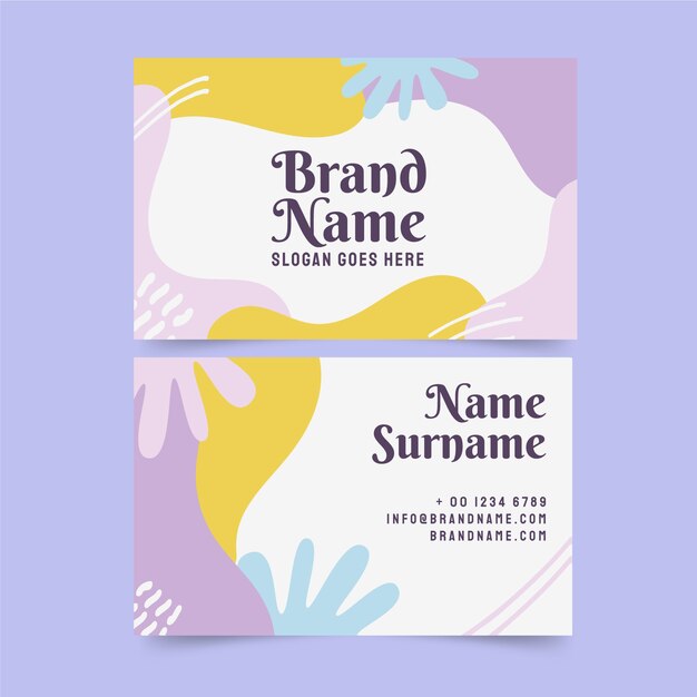 Flat abstract double-sided horizontal business card template